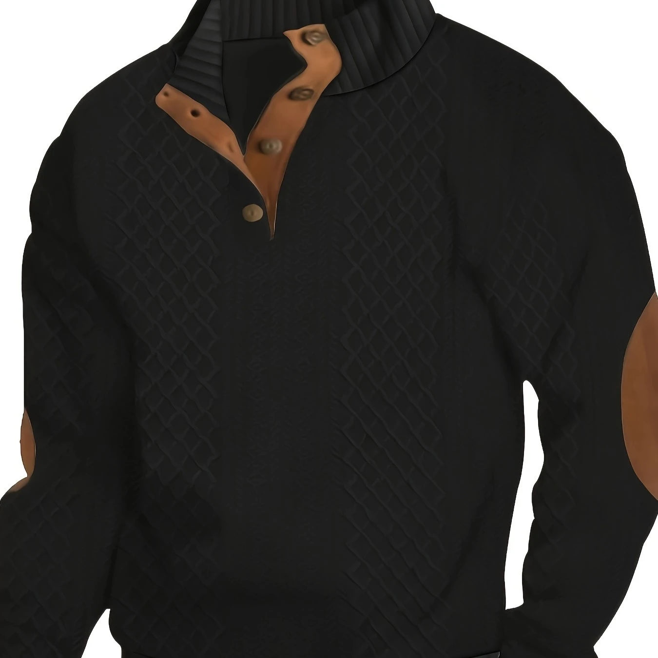 Button-Detail Diamond Pattern Knitted Jacquard Sweatshirt