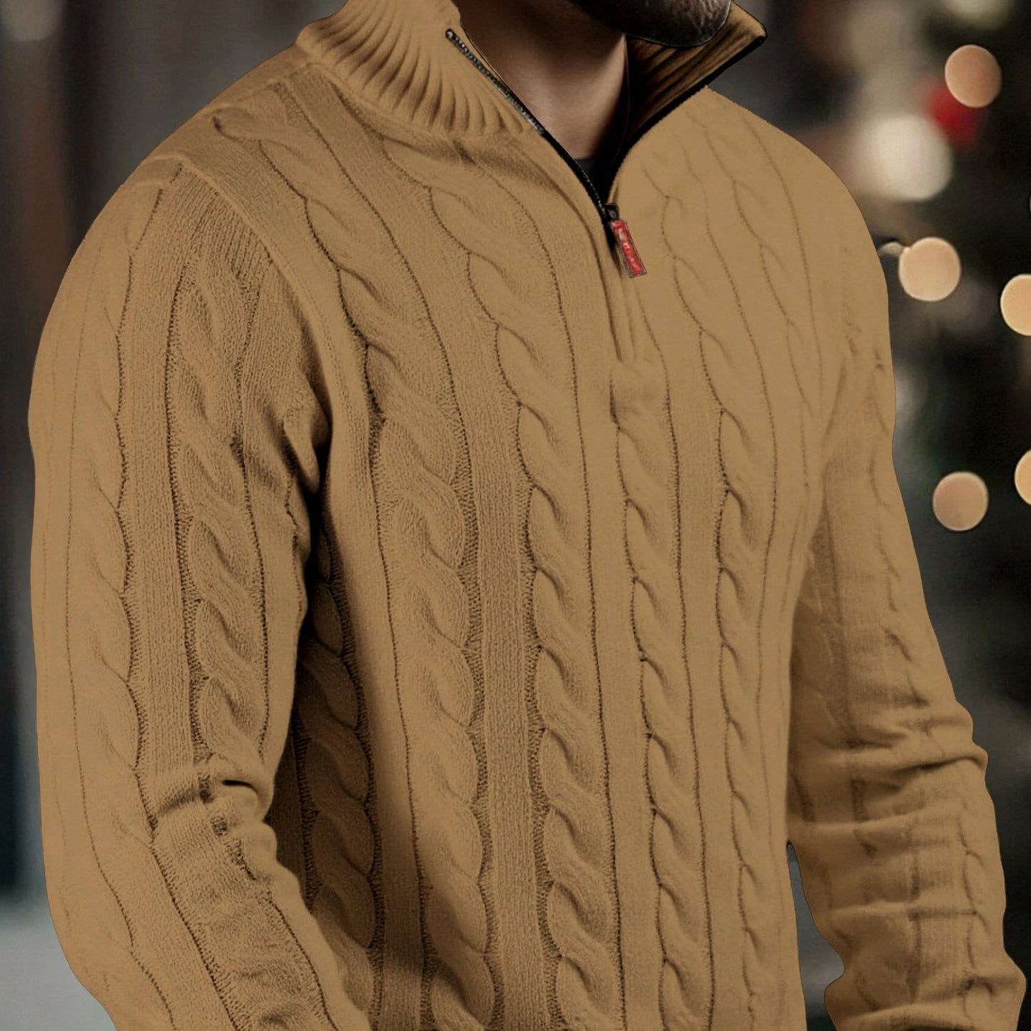Solid Hue Zip-Up Knit Pullover