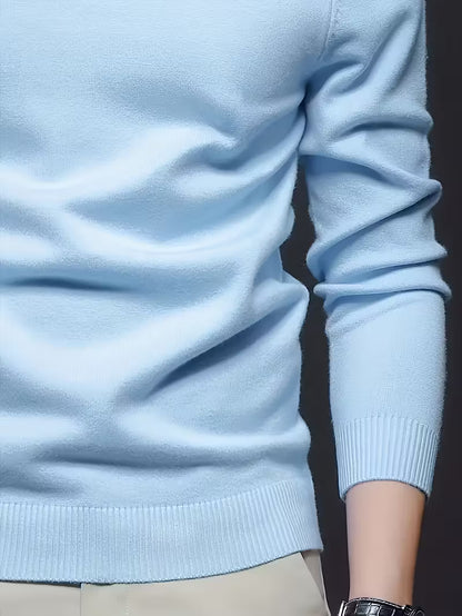 Solid Color Turn- Collar Pullover Knit Sweater
