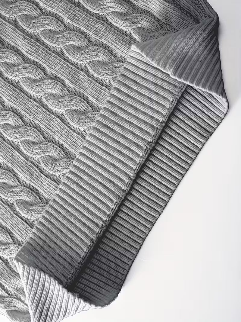 Solid Hue Zip-Up Knit Pullover