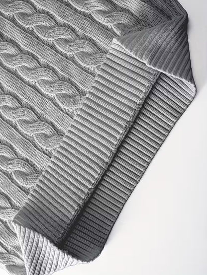 Solid Hue Zip-Up Knit Pullover