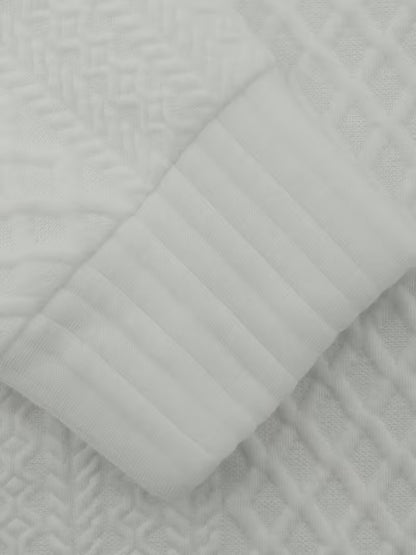 Button-Detail Diamond Pattern Knitted Jacquard Sweatshirt