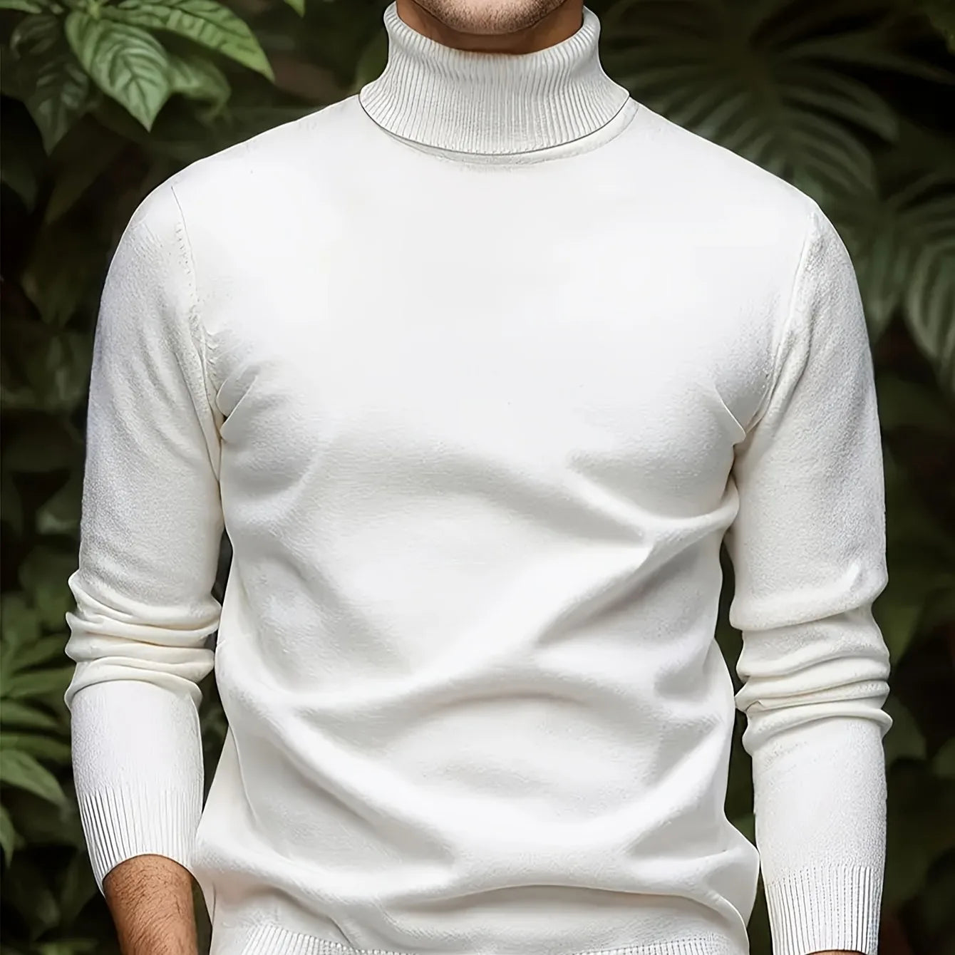 Solid Color Turn- Collar Pullover Knit Sweater