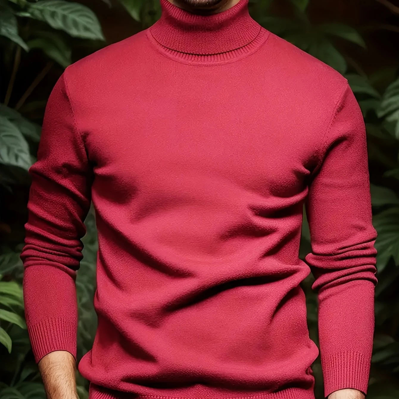 Solid Color Turn- Collar Pullover Knit Sweater
