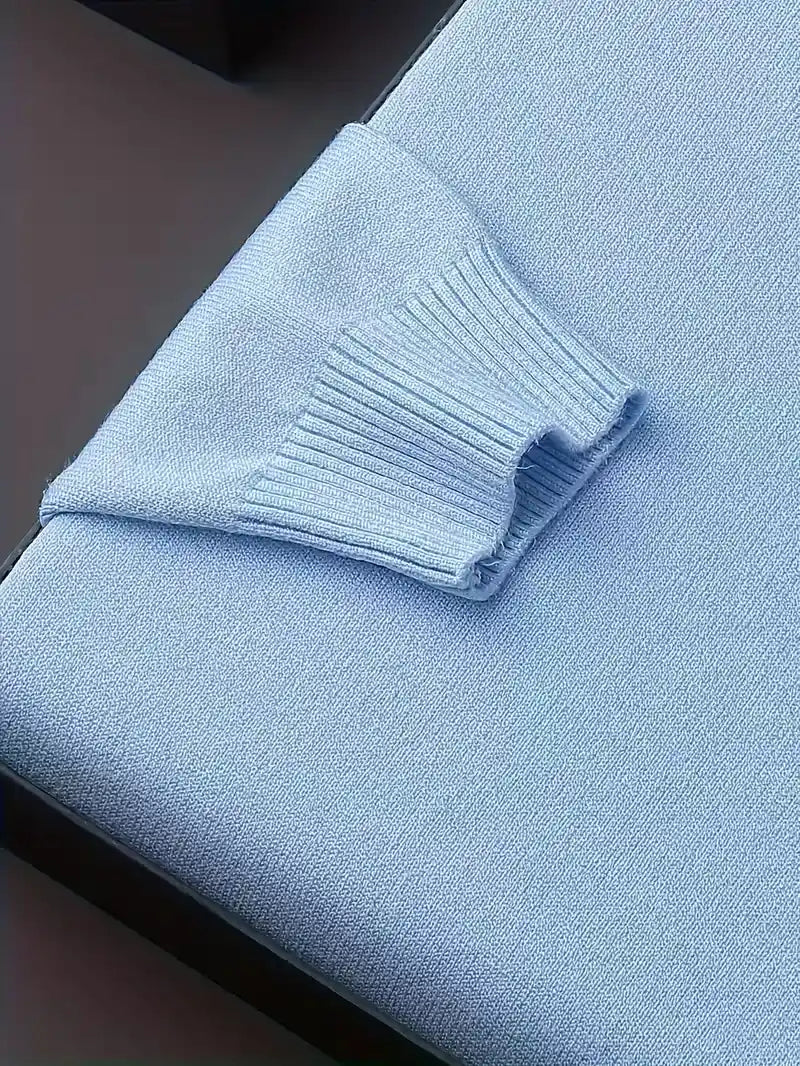 Solid Color Turn- Collar Pullover Knit Sweater