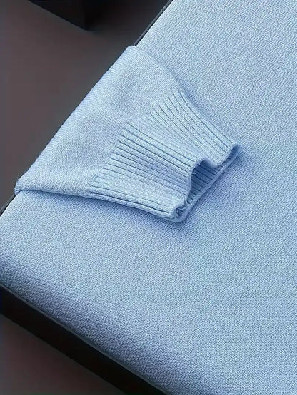 Solid Color Turn- Collar Pullover Knit Sweater