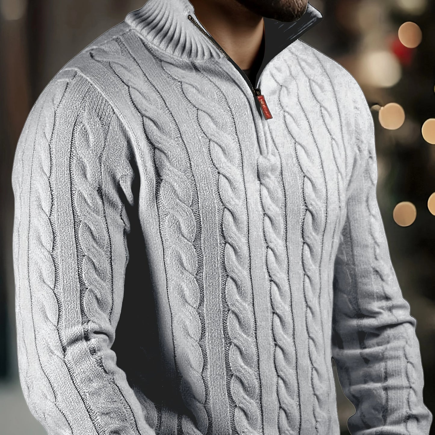 Solid Hue Zip-Up Knit Pullover