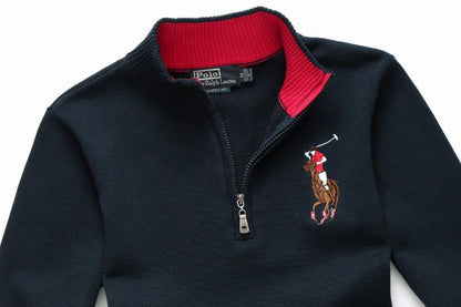 Cable Quarter-Zip Jumper with Embroidered