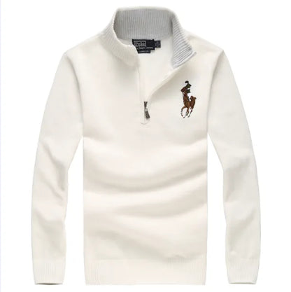 Cable Quarter-Zip Jumper with Embroidered