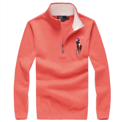 Cable Quarter-Zip Jumper with Embroidered