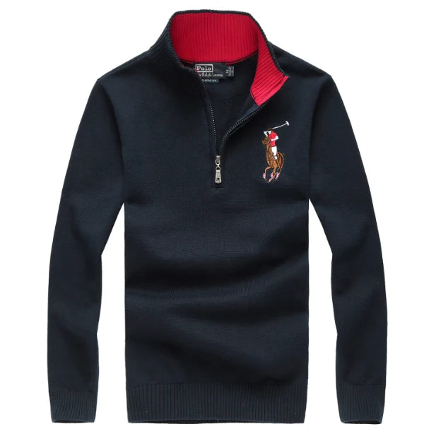 Cable Quarter-Zip Jumper with Embroidered