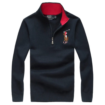 Cable Quarter-Zip Jumper with Embroidered