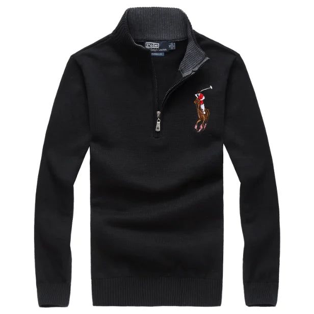 Cable Quarter-Zip Jumper with Embroidered