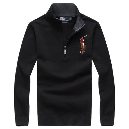 Cable Quarter-Zip Jumper with Embroidered