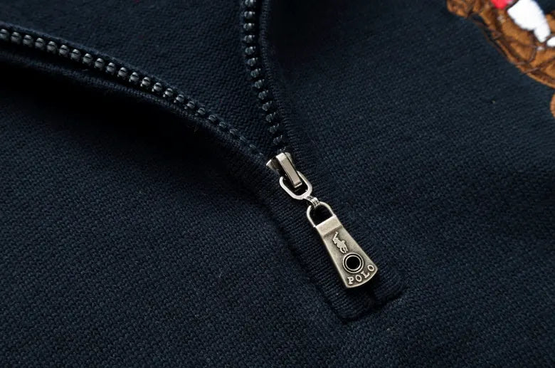 Cable Quarter-Zip Jumper with Embroidered