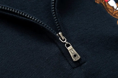 Cable Quarter-Zip Jumper with Embroidered