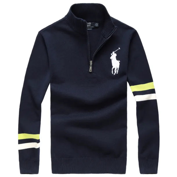 Cable Quarter-Zip Jumper with Stripes