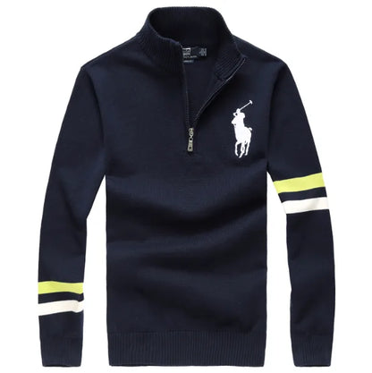 Cable Quarter-Zip Jumper with Stripes