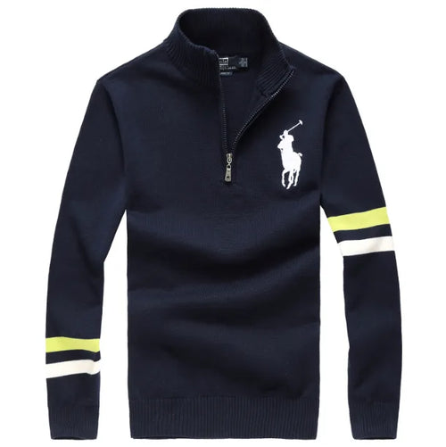 Cable Quarter-Zip Jumper with Stripes