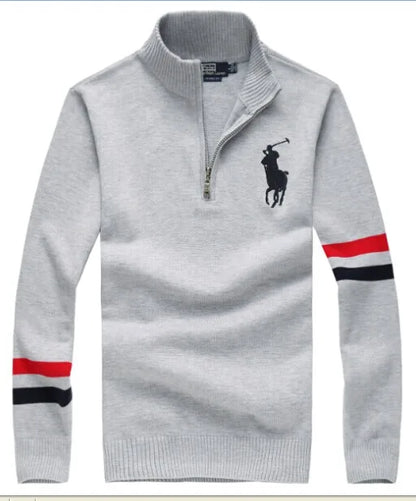 Cable Quarter-Zip Jumper with Stripes