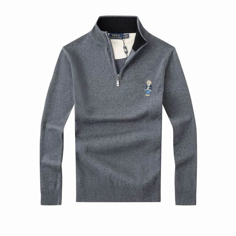 Cable Quarter-Zip Jumper with Embroidered Bear