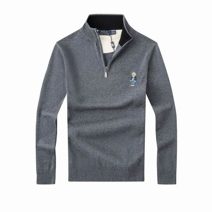 Cable Quarter-Zip Jumper with Embroidered Bear