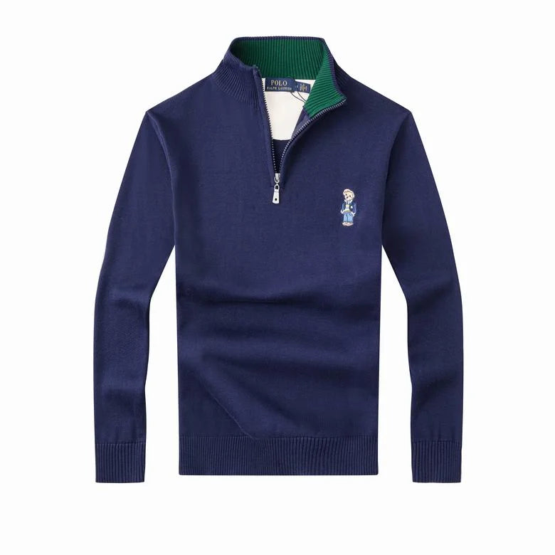 Cable Quarter-Zip Jumper with Embroidered Bear
