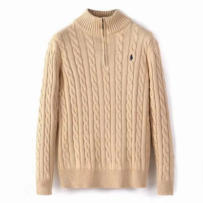 Cable-Knit Wool-Cashmere Quarter-Zip Jumper
