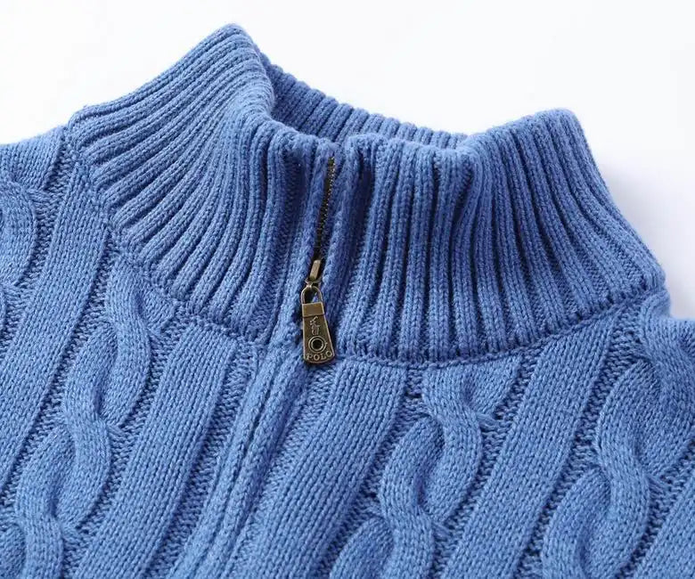 Cable-Knit Wool-Cashmere Quarter-Zip Jumper