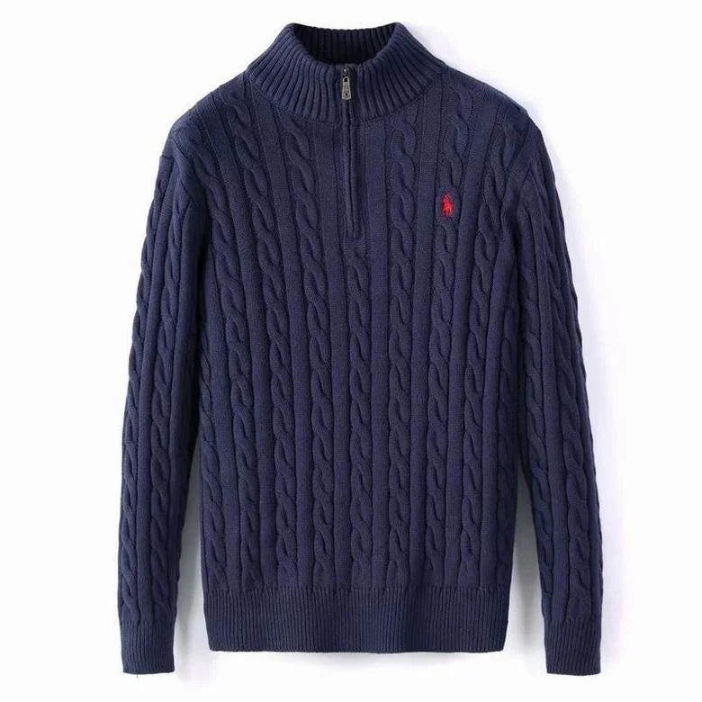 Cable-Knit Wool-Cashmere Quarter-Zip Jumper