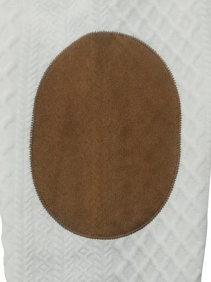 Button-Detail Diamond Pattern Knitted Jacquard Sweatshirt