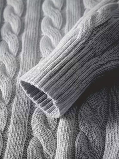 Solid Hue Zip-Up Knit Pullover