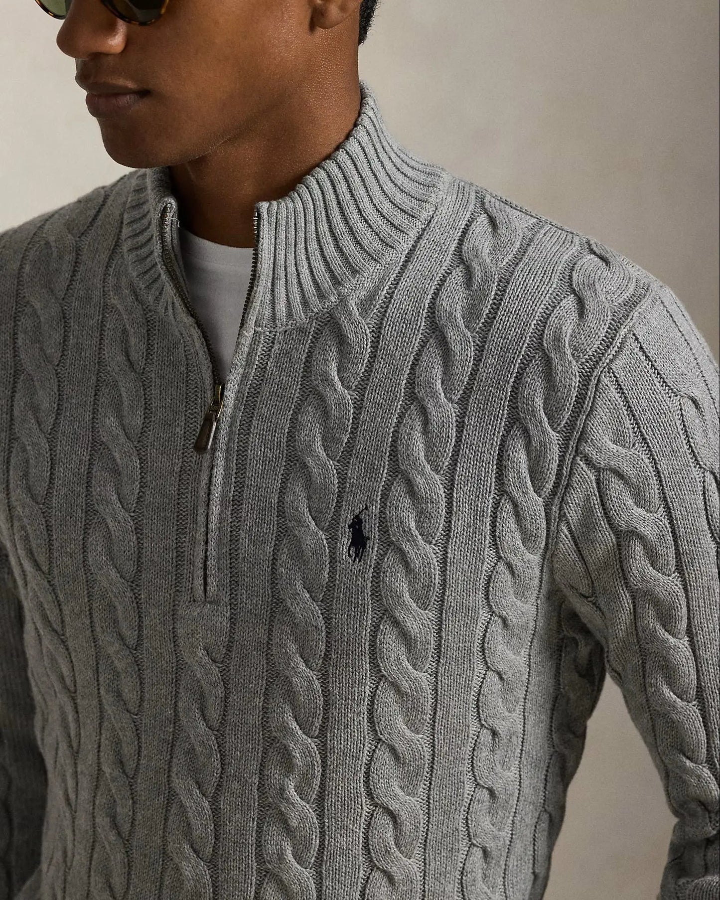 Cable-Knit Cotton Quarter-Zip Jumper